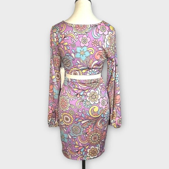 Almost Famous Cut Out Dress LARGE Pastel Purple Party 70's NEW - Picture 4 of 12